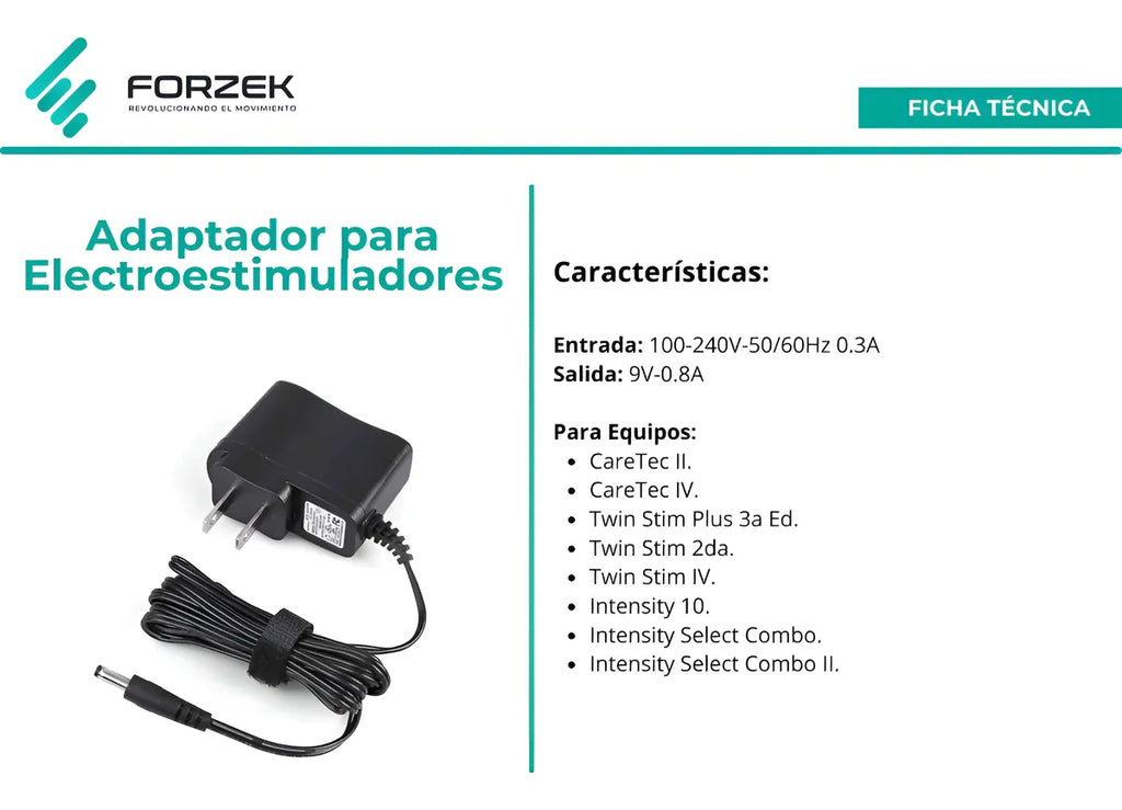 Eliminador Adaptador de Corriente para Electroestimulador Richmar