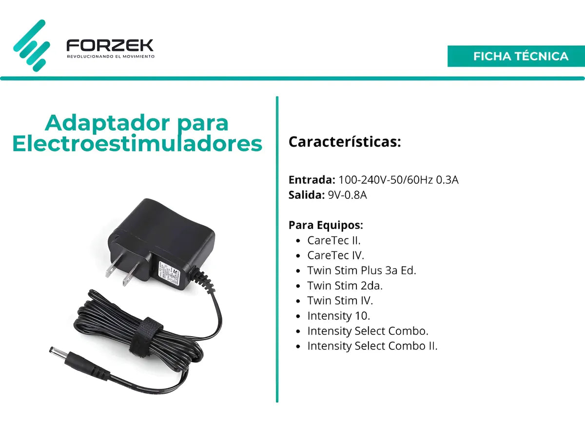 Eliminador Adaptador de Corriente para Electroestimulador Richmar